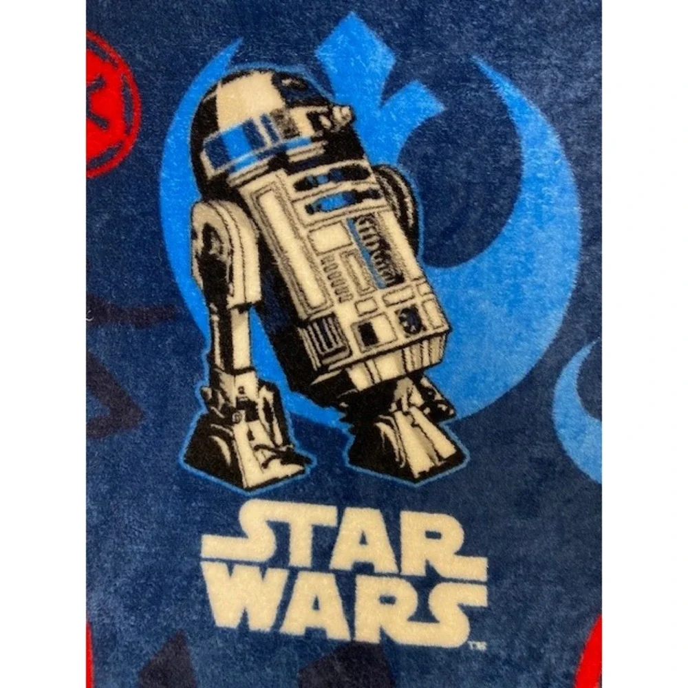 Star Wars Fleece Throw Blanket Darth Vader R2-D2 Navy Blue Plush Soft 50